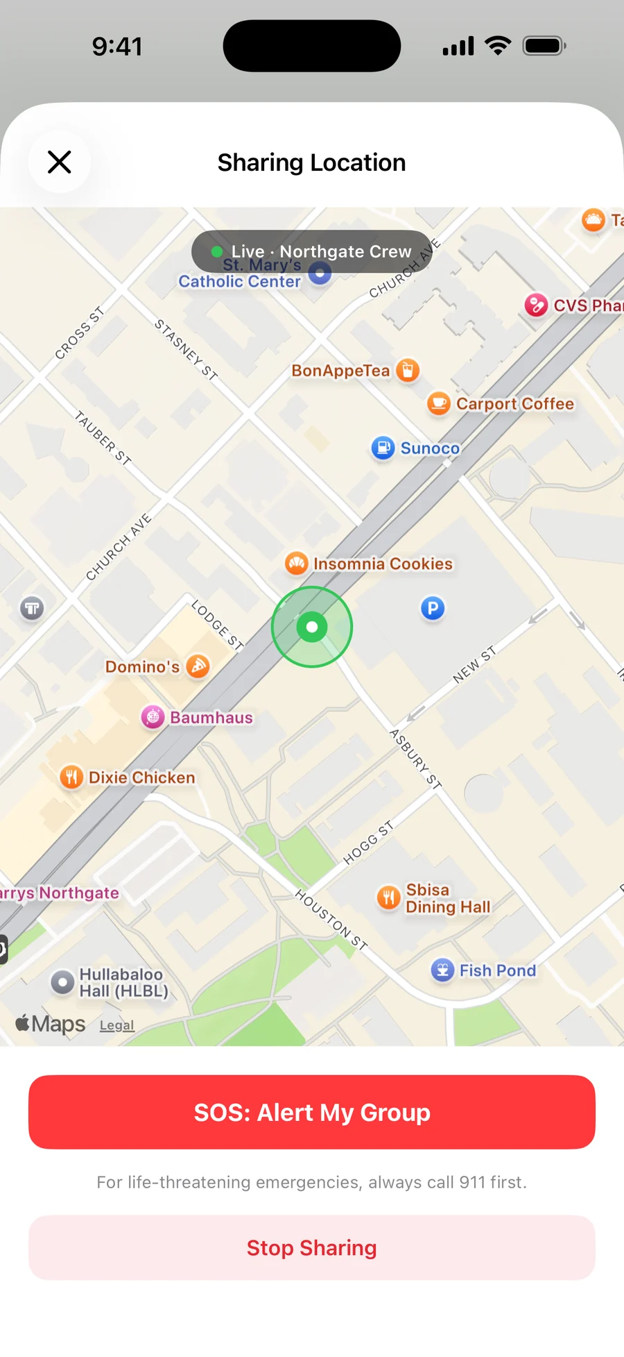 Safety Share in Tango: live location with your group